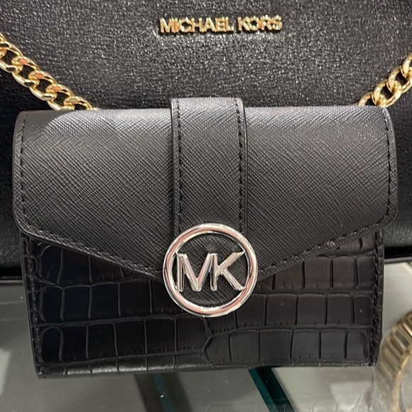 Michael Kors Handbags - MICHAEL KORS CARMEN MEDIUM LOGO AND FAUX LEATHER WALLET BLACK
NWT